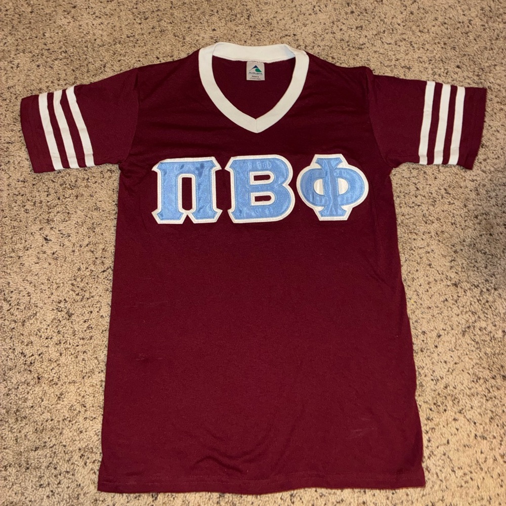 Pi Beta Phi letters V neck tshirt jersey - embroidered